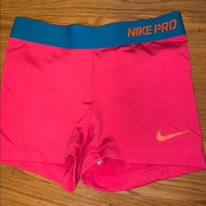 PINK NIKE PRO SHORTS